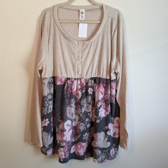 Sew In Love | Tops | Nwt Plus Size Floral And Knit Long Sleeve Shirt